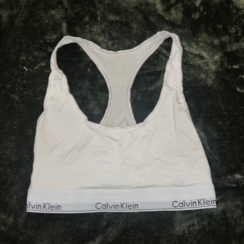 Calvin Klein White Racerback Logo Bralette